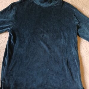 Pact Velour Turtleneck Top in Wintergreen